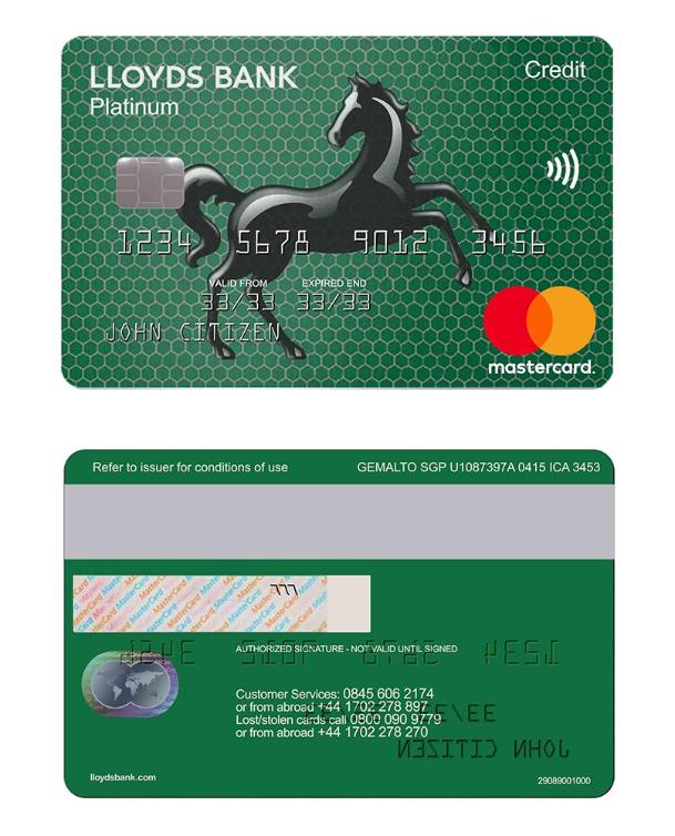 UK Lloyds Credit Card MASTERCARD